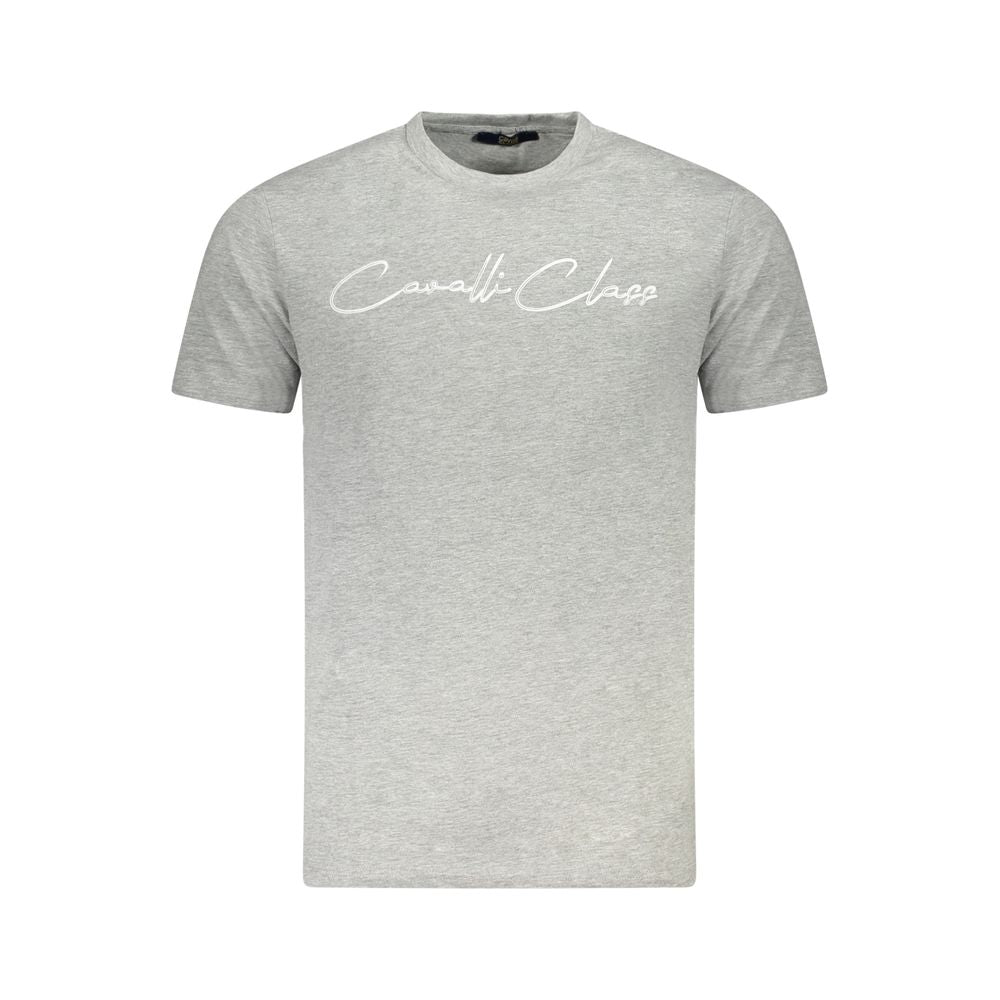 Cavalli Class Graues Baumwolle Männer T-Shirt