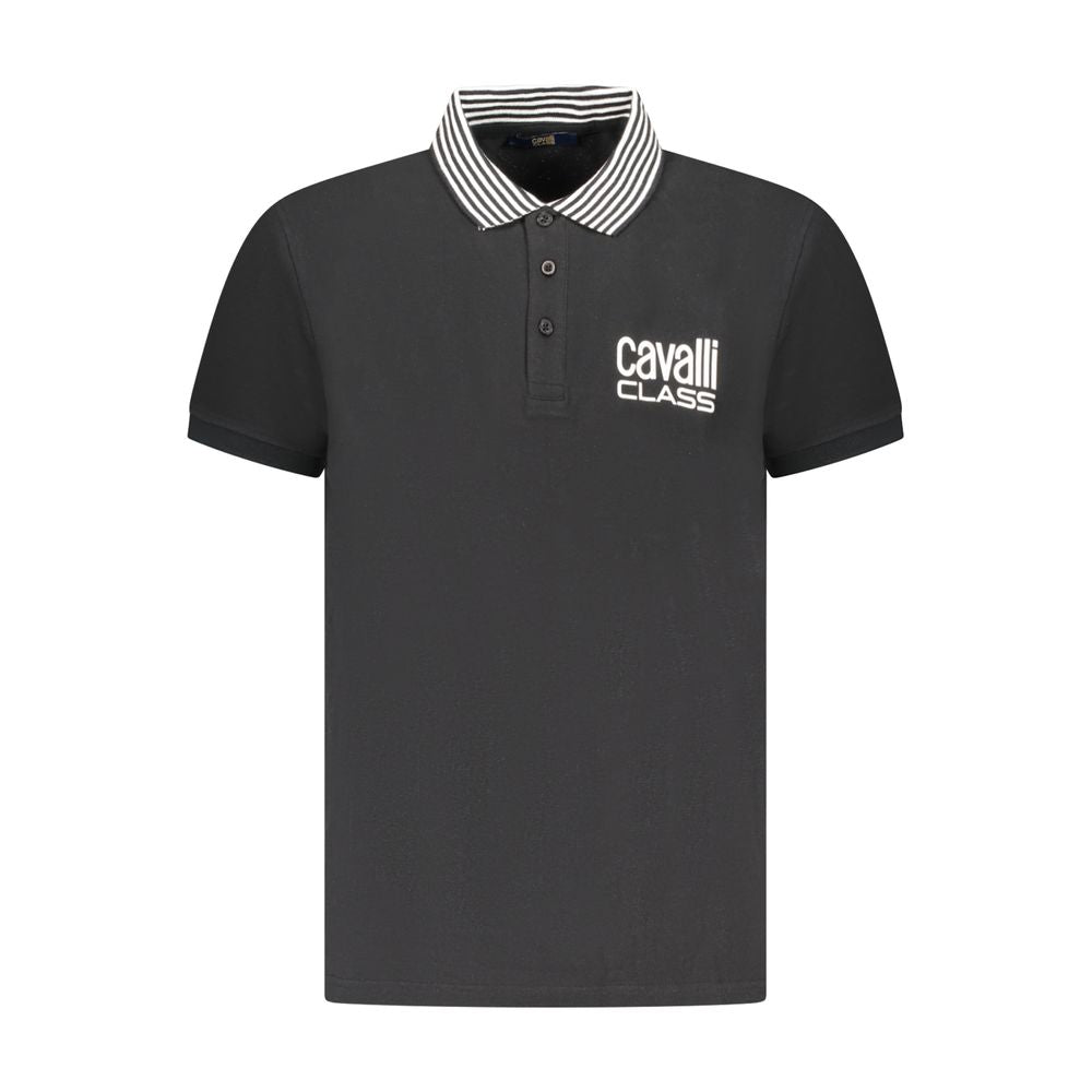 Cavalli Class Schwarzes Baumwoll-Poloshirt für Männer
