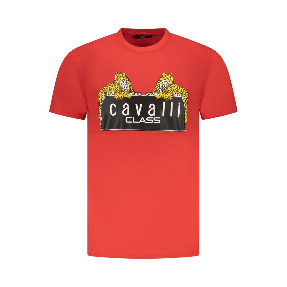 Cavalli Class Rotes Baumwolle Männer T-Shirt