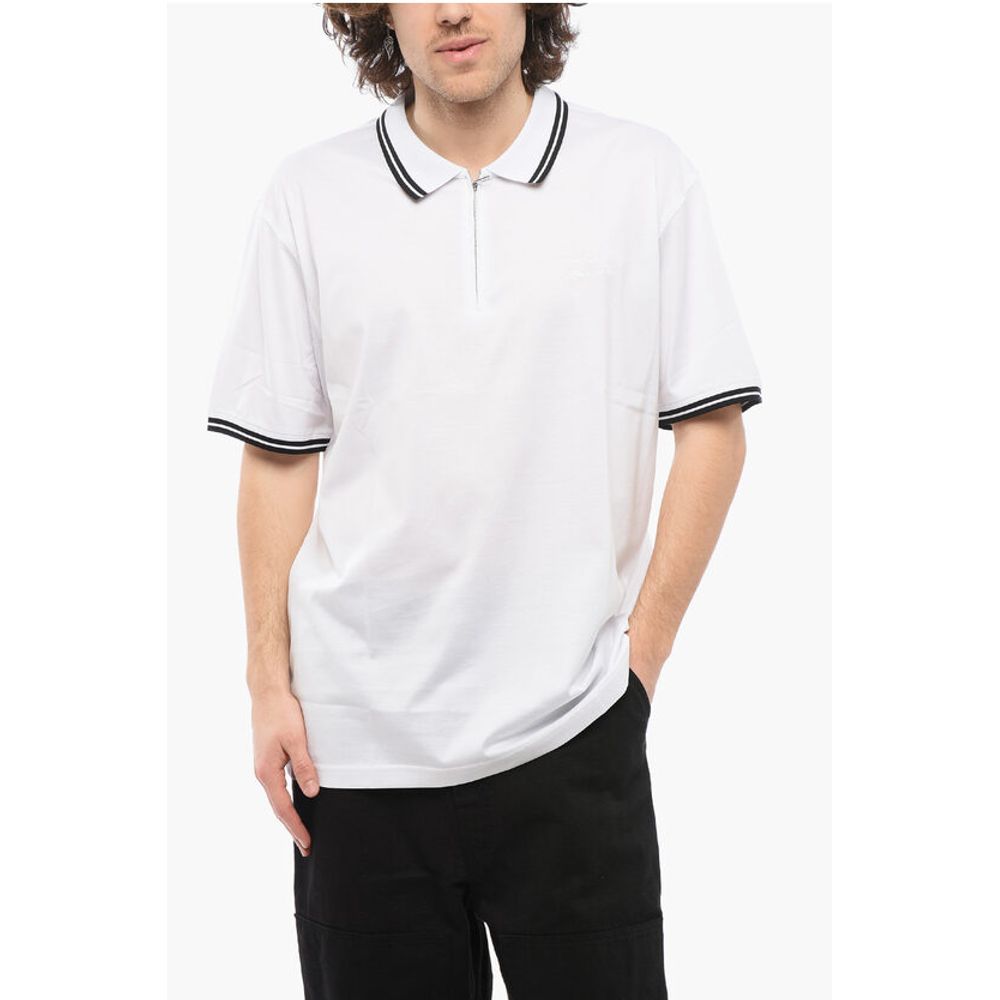 Karl Lagerfeld Leichtes Baumwoll-Poloshirt mit halbem Reißverschluss