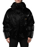 Dolce & Gabbana Black Logo Full Zip Hooded Quilted Jacket