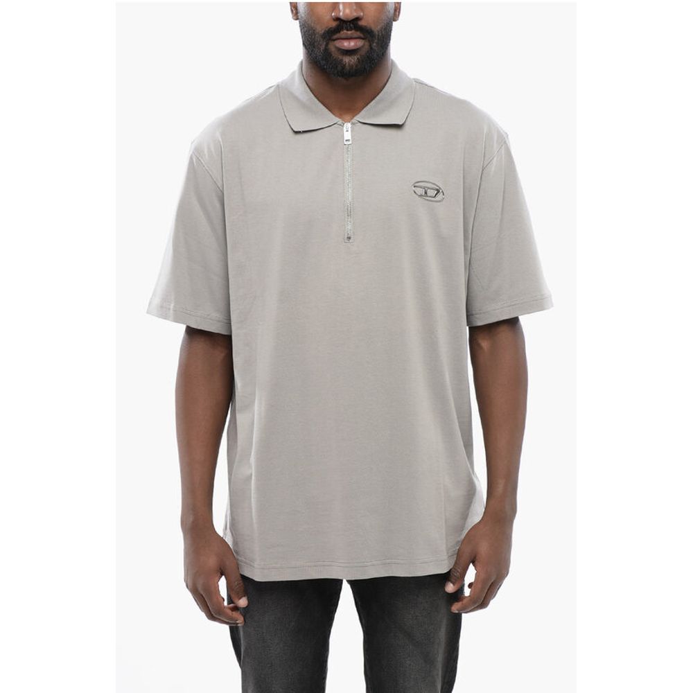 Diesel T-VOR-OD Poloshirt aus Baumwoll-Jersey mit halbem Reißverschluss und