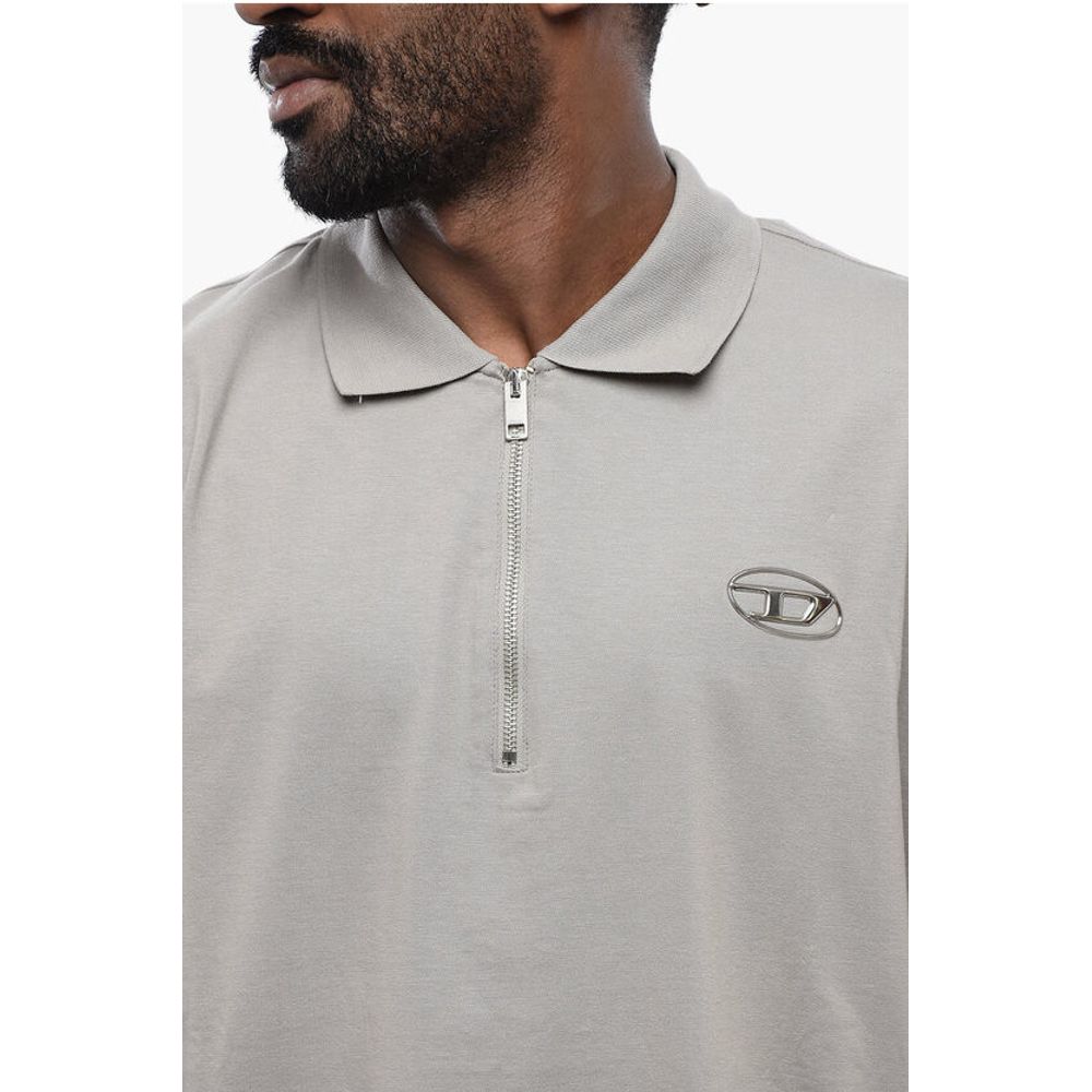 Diesel T-VOR-OD Poloshirt aus Baumwoll-Jersey mit halbem Reißverschluss und