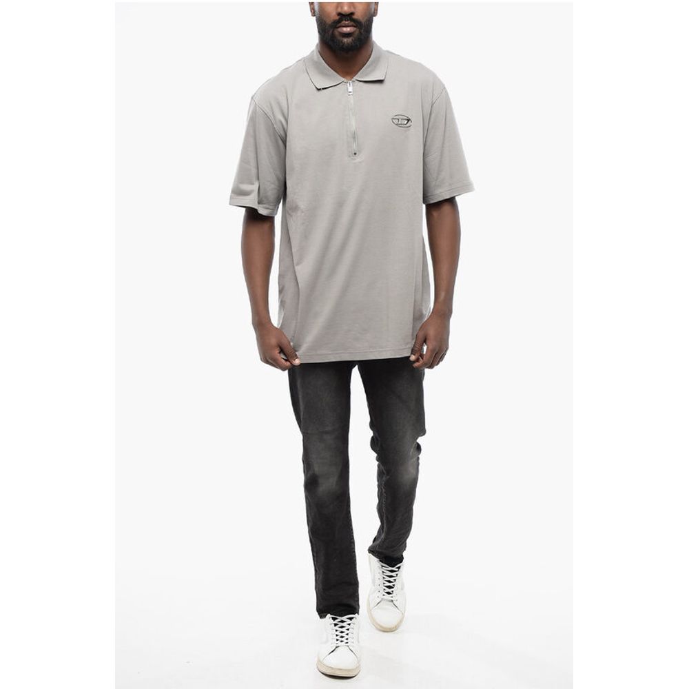 Diesel T-VOR-OD Poloshirt aus Baumwoll-Jersey mit halbem Reißverschluss und