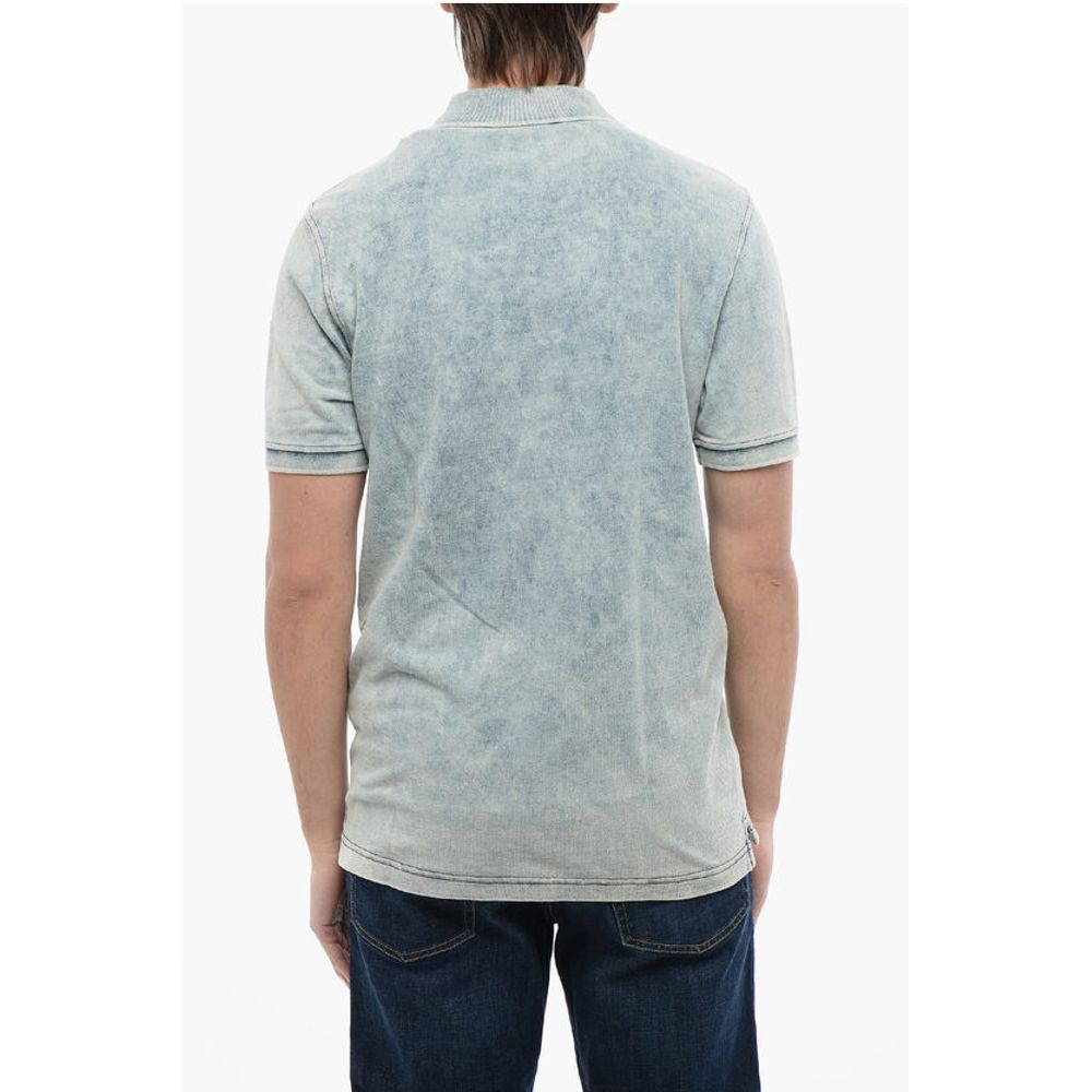 Diesel RED TAG Acid Wash Effekt T-SMITH-ZIP Polo Shirt mit halbem Zi