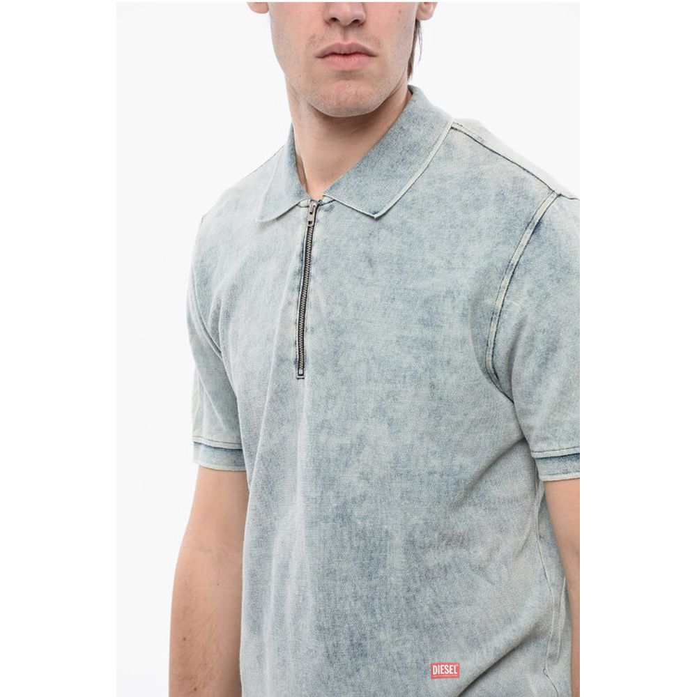 Diesel RED TAG Acid Wash Effekt T-SMITH-ZIP Polo Shirt mit halbem Zi