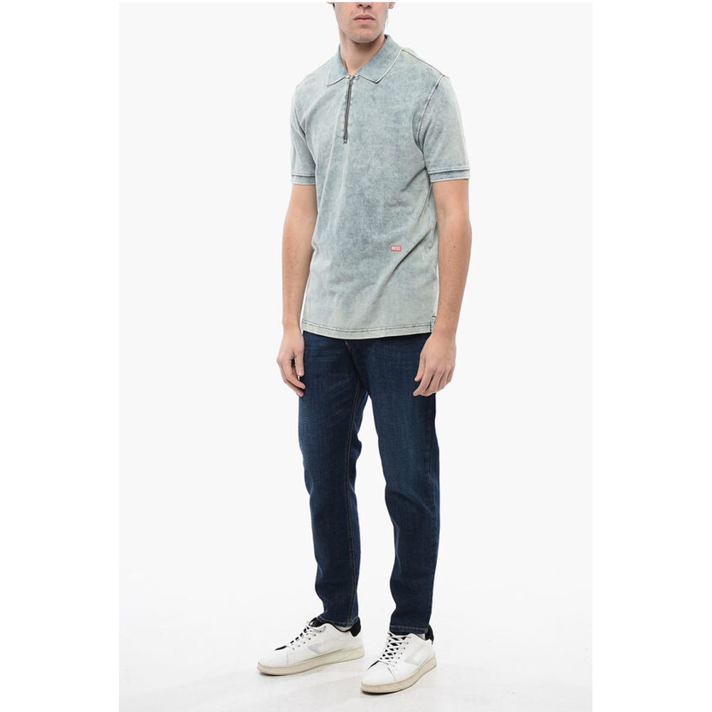 Diesel RED TAG Acid Wash Effekt T-SMITH-ZIP Polo Shirt mit halbem Zi