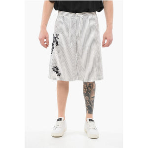 Dolce & Gabbana Nadelstreifen-Baumwollshorts mit Pailletten-Stickereien