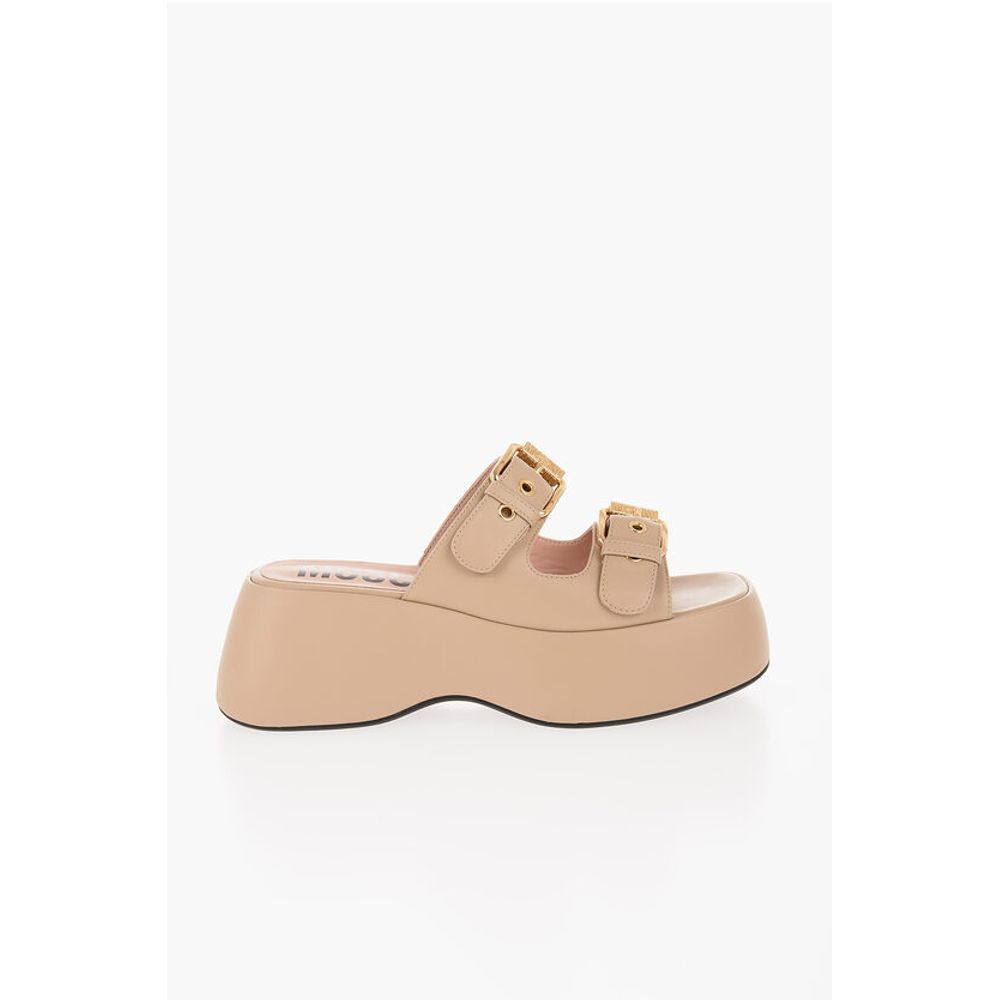 Moschino COUTURE! Leder-Sandalen DOLLY75 mit Gold-Effekt-Doppel-B