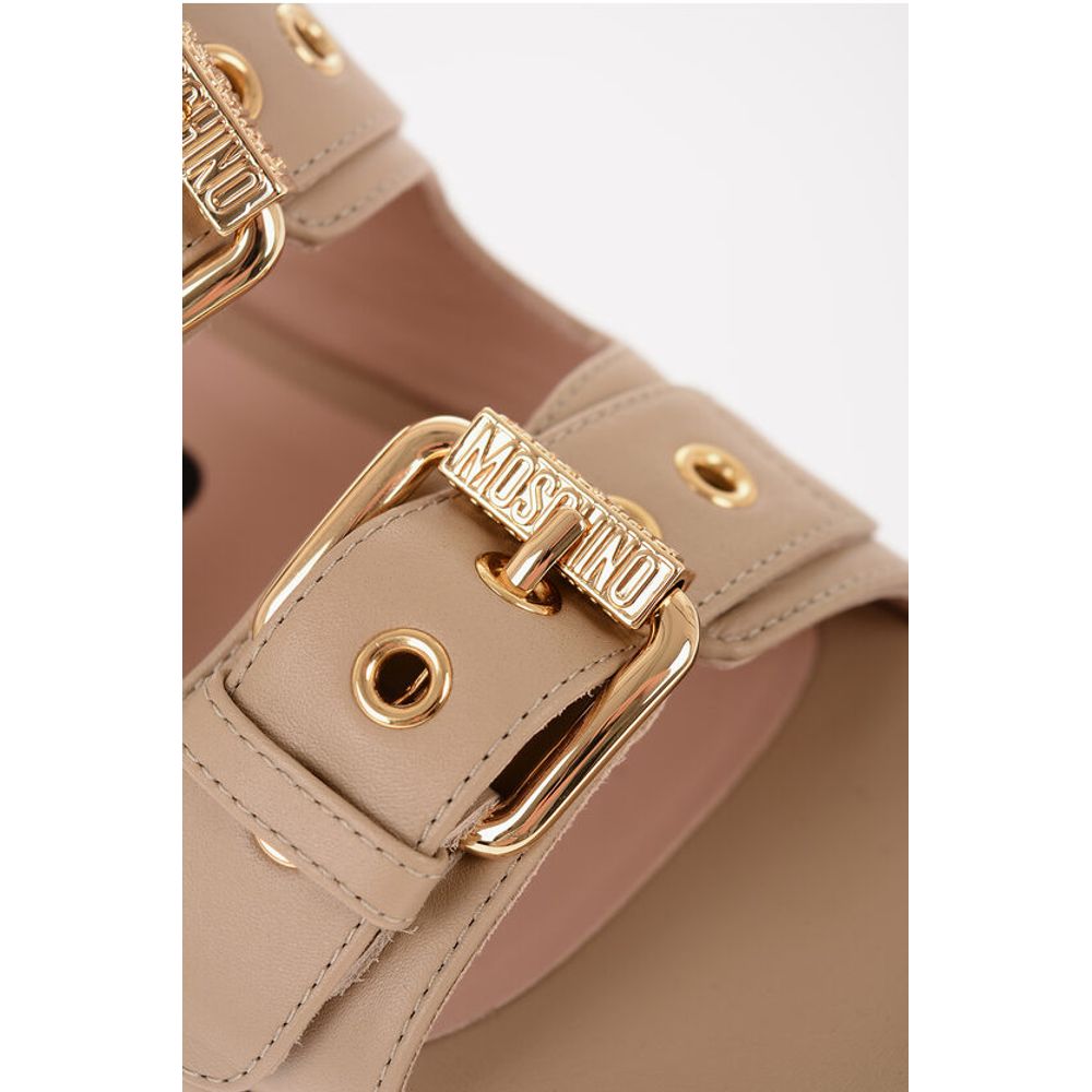 Moschino COUTURE! Leder-Sandalen DOLLY75 mit Gold-Effekt-Doppel-B