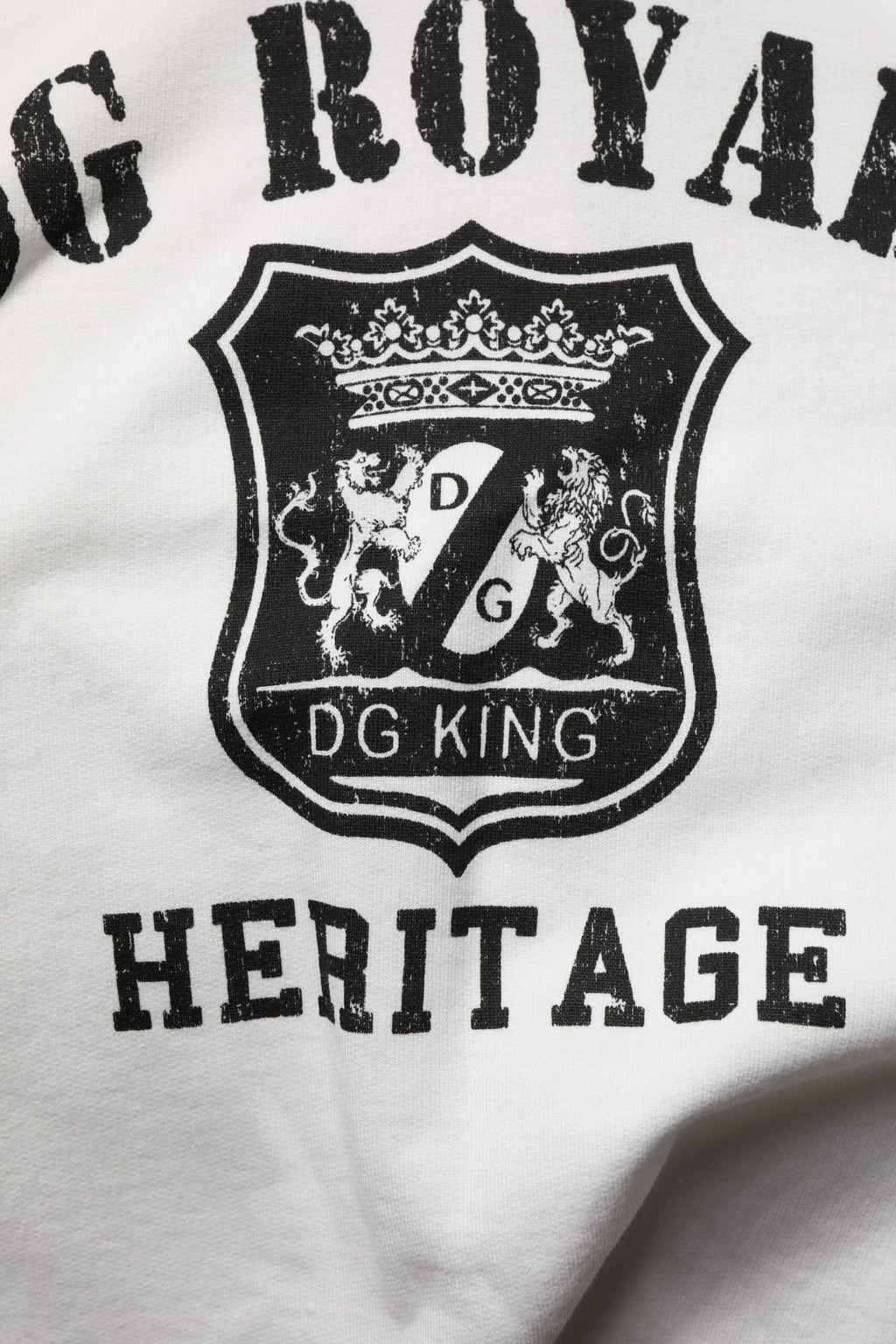 Dolce & Gabbana Weißer Kapuzenpullover aus Baumwolle DG ROYAL Print