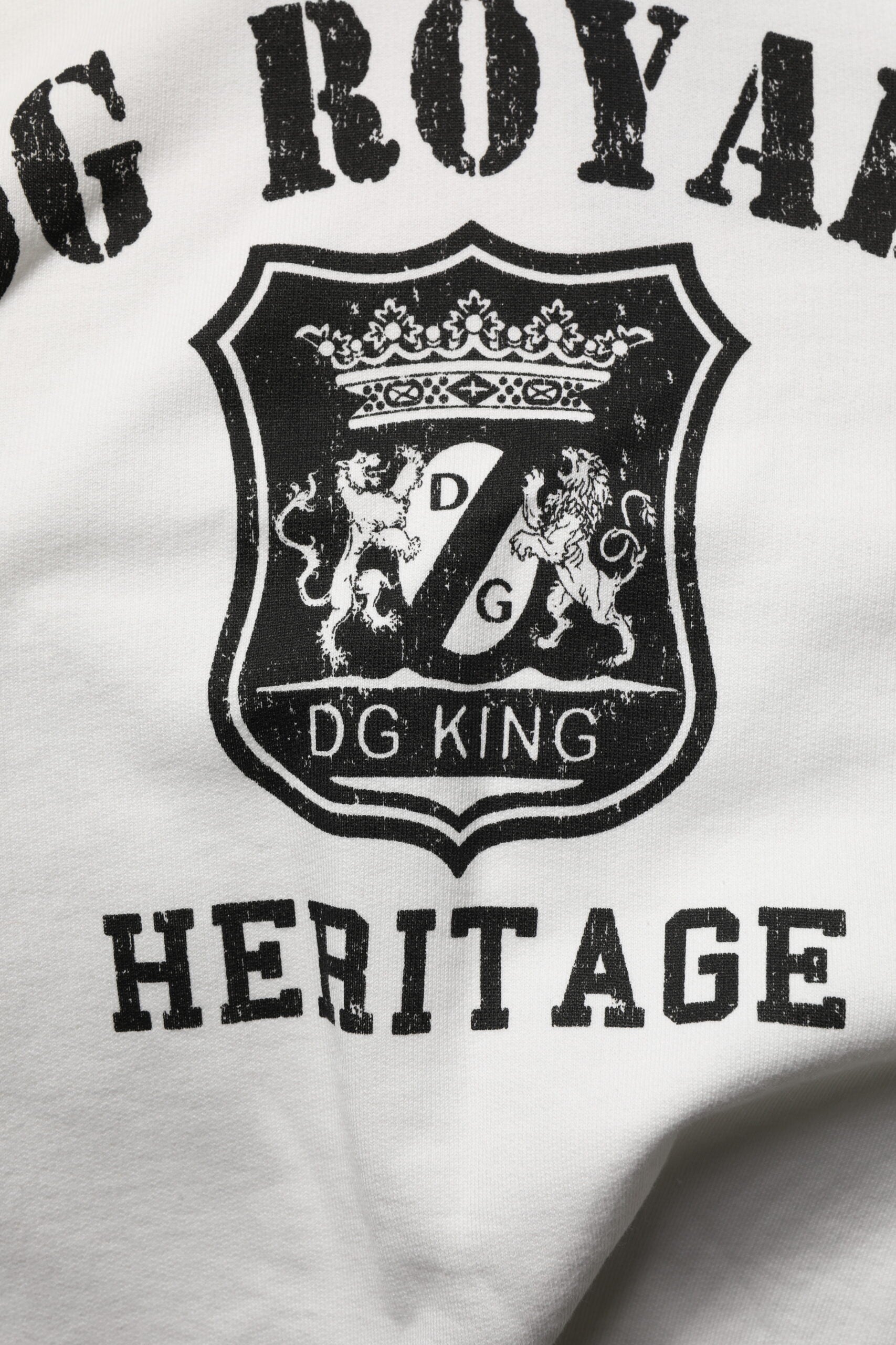 Dolce & Gabbana Weißer Kapuzenpullover aus Baumwolle DG ROYAL Print