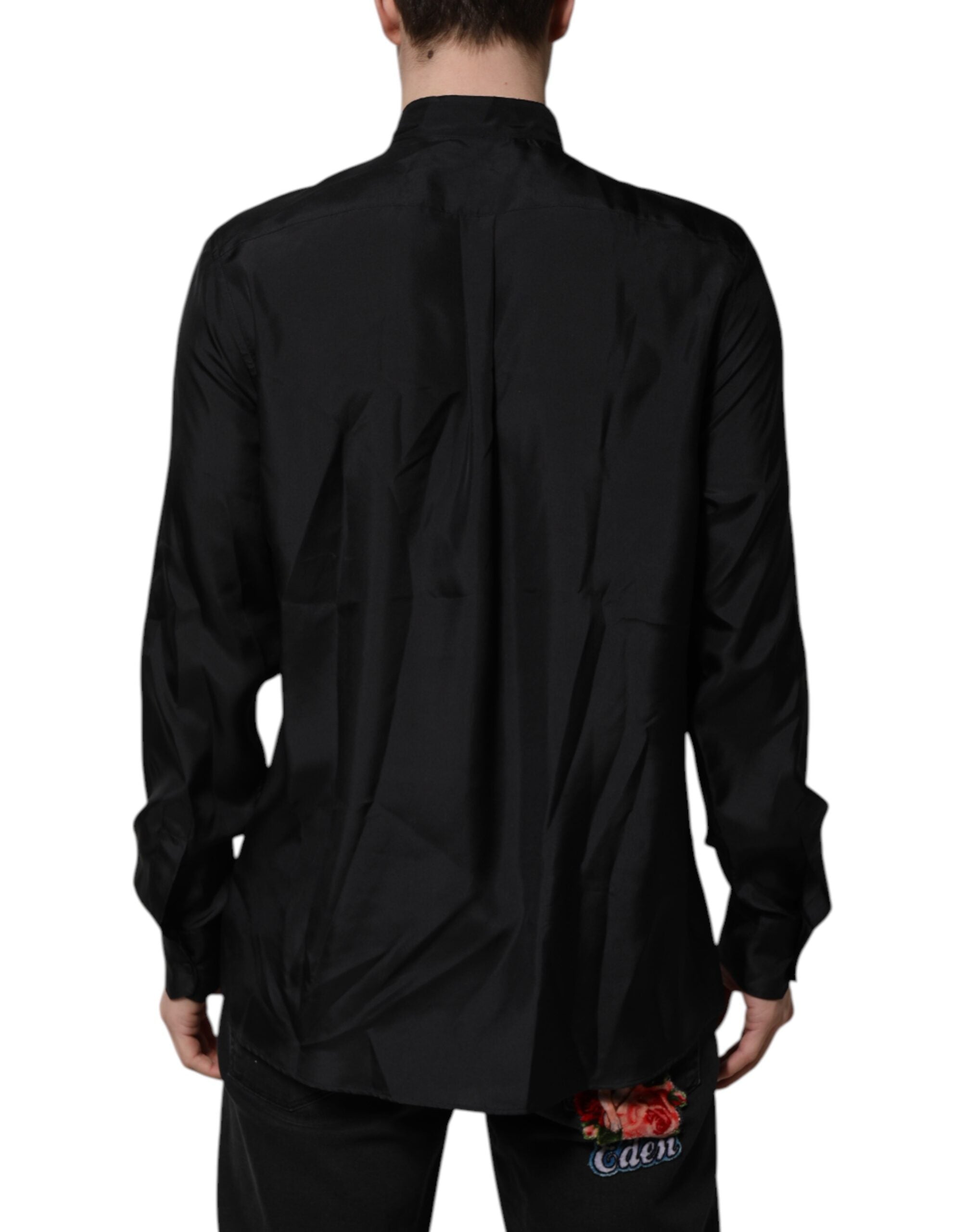 Dolce & Gabbana Dunkelblaues Seidenhemd MARTINI Formales Herrenhemd