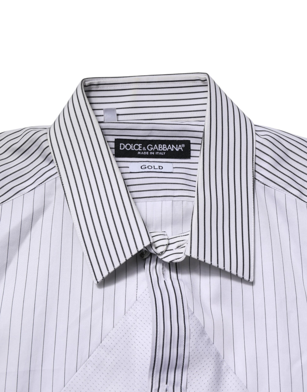 Dolce & Gabbana Weiß gestreiftes GOLD Hemd mit langen Ärmeln