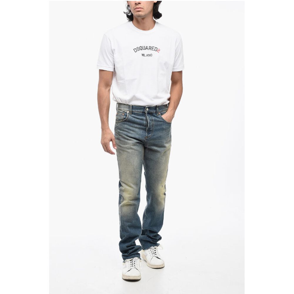 Gucci Skinny Fit Vintage Wash Denims mit Fransensaum 16cm