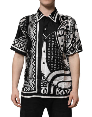 Dolce & Gabbana Schwarzes Bandana Freizeithemd mit kurzen Ärmeln