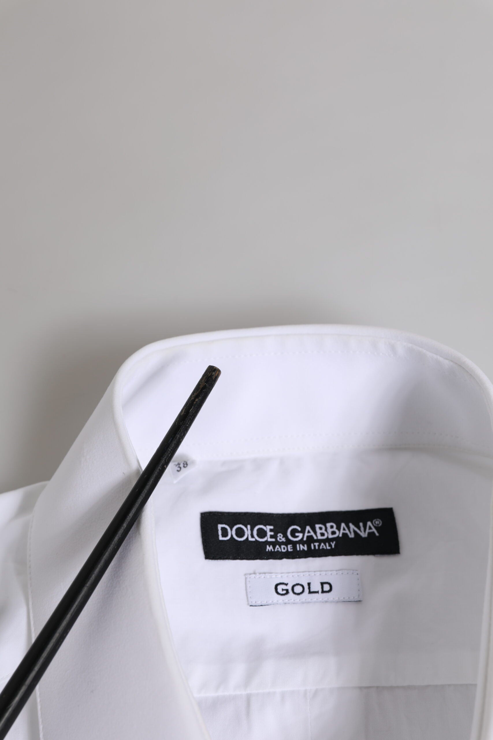 Dolce & Gabbana Weiß Baumwolle GOLD Lange Ärmel Kleid Männer Hemd