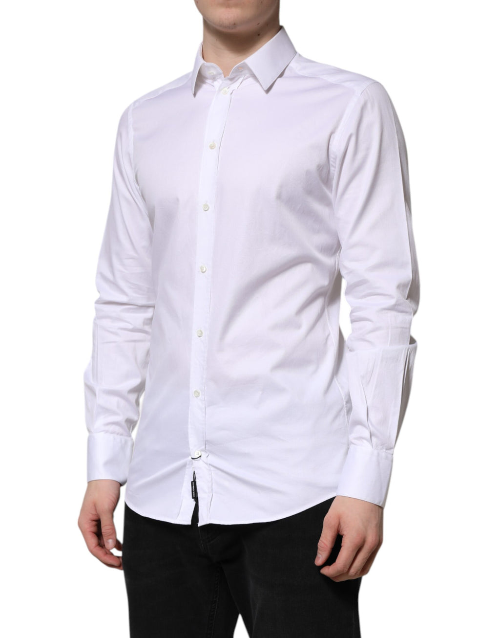 Dolce & Gabbana Weißes Baumwolle GOLD Langarm Herren Hemd