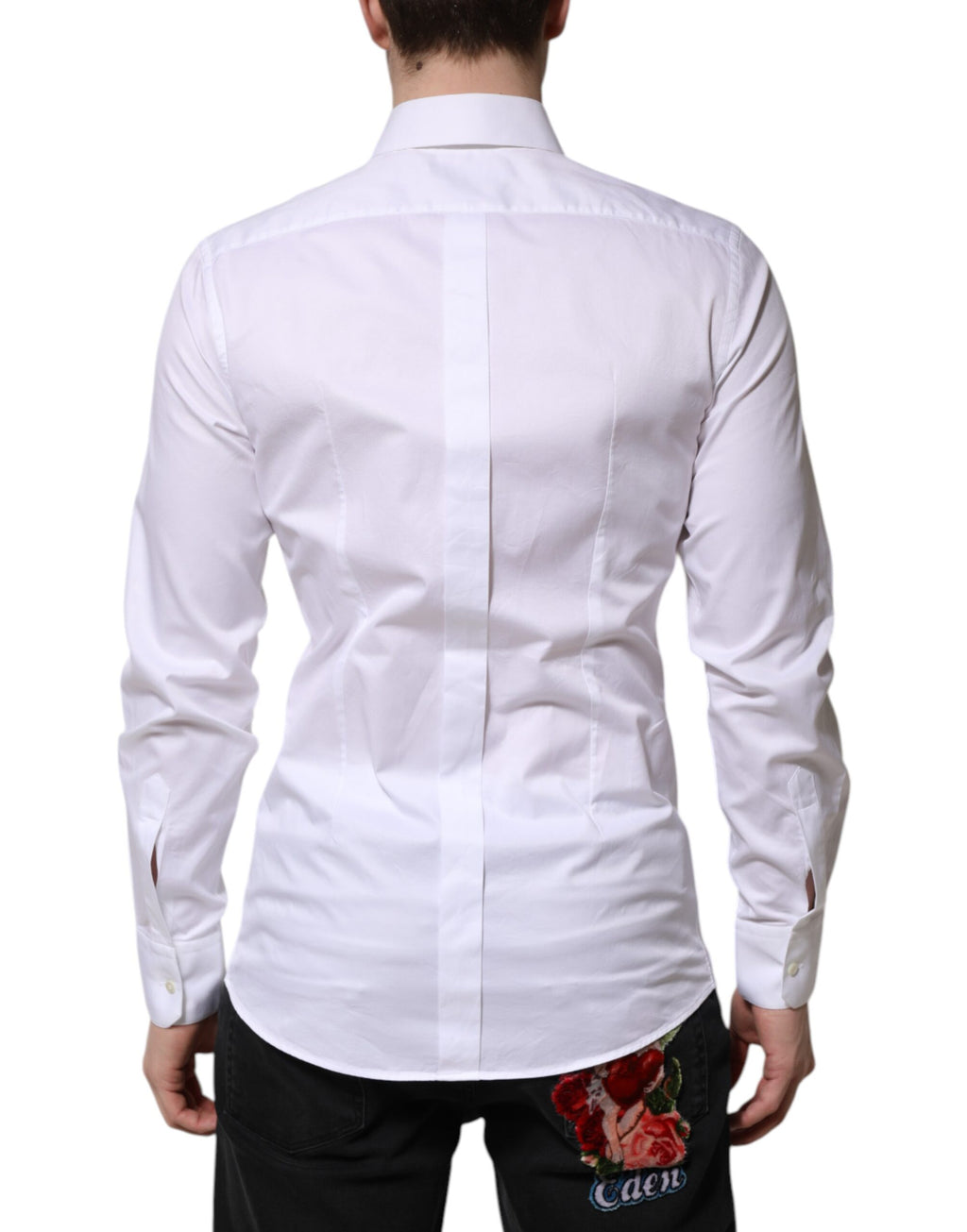 Dolce & Gabbana Weißes Baumwolle GOLD Langarm Herren Hemd