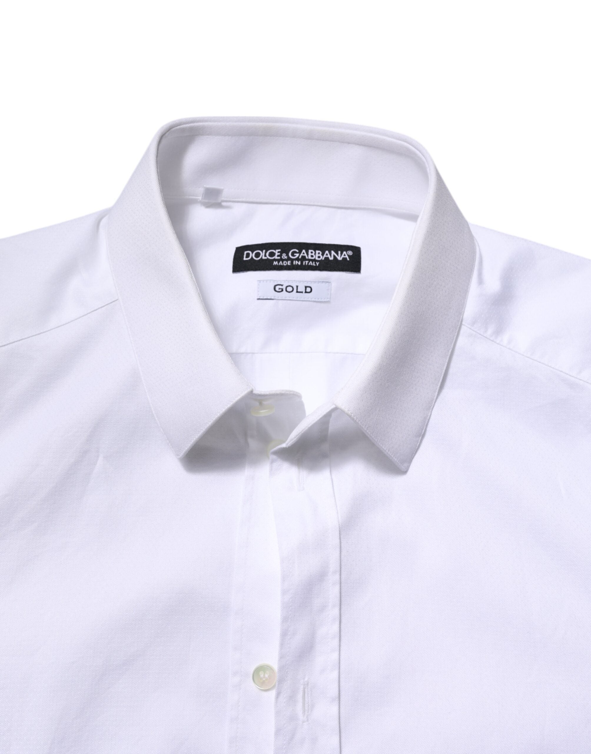 Dolce & Gabbana Weißes Baumwolle GOLD Langarm Herren Hemd