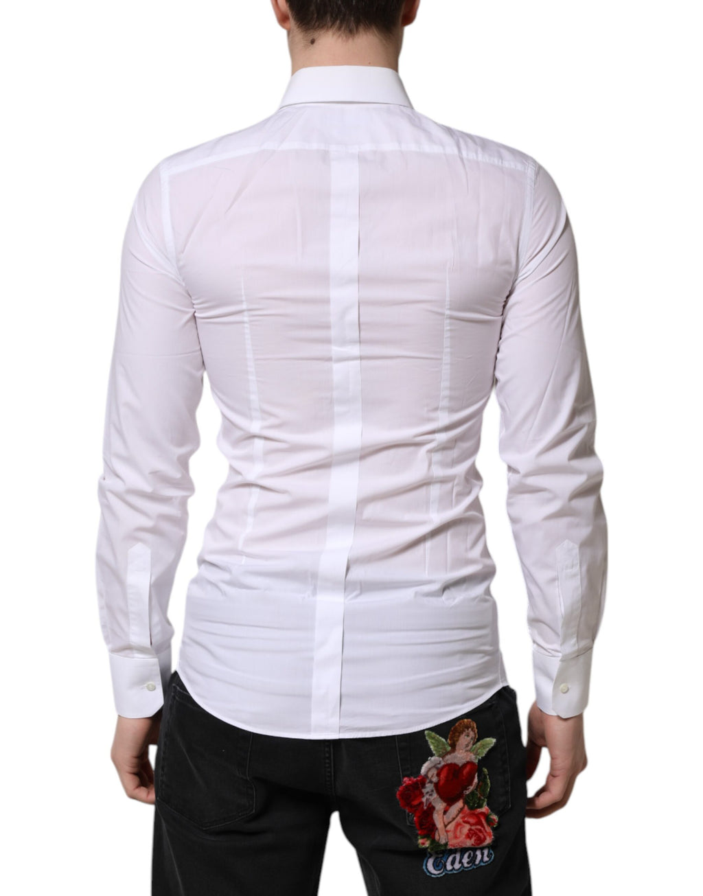 Dolce & Gabbana Weißes Baumwolle GOLD Langarm Herren Hemd