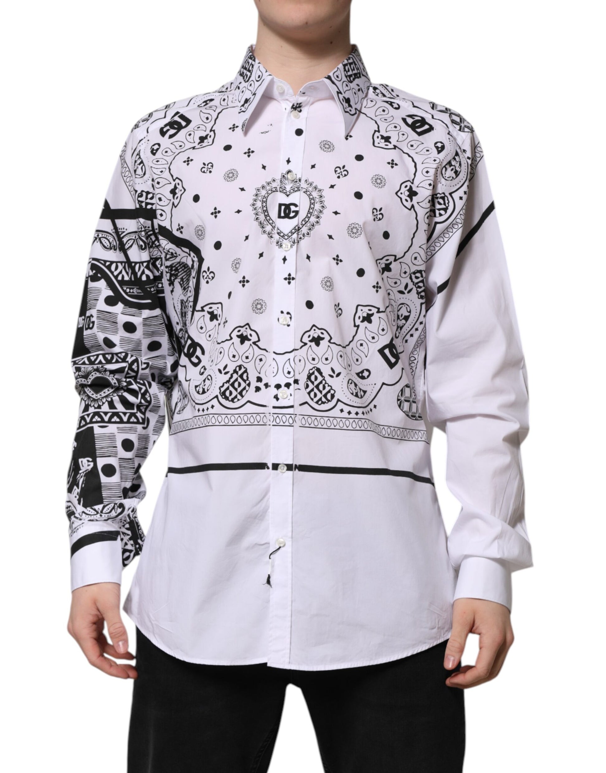 Dolce & Gabbana Weißes Bandana Print MARTINI Kleid Hemd