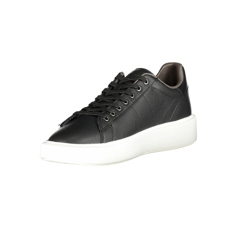Blauer Schwarzes Leder Herren Sneaker