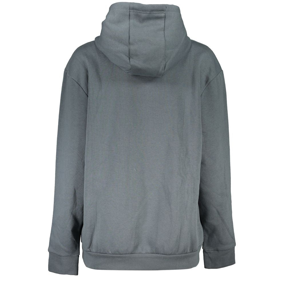 Cavalli Class Glattes graues Fleece-Sweatshirt mit Kapuze