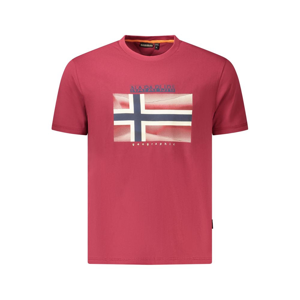 Napapijri Rotes Baumwolle Männer T-Shirt