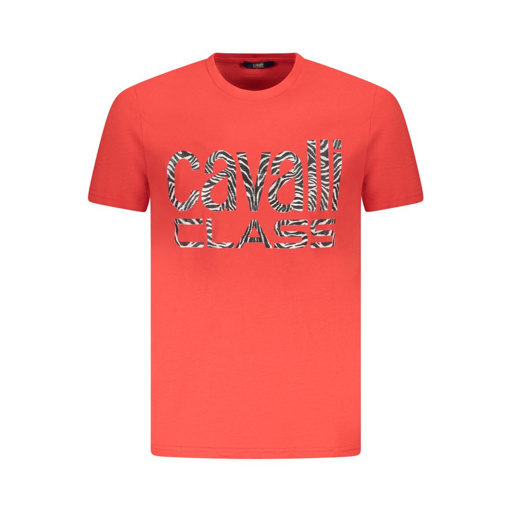 Cavalli Class Rotes Baumwolle Männer T-Shirt