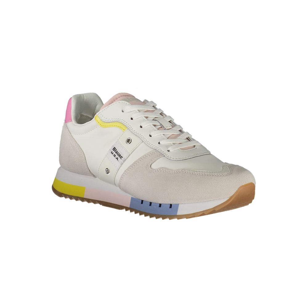 Blauer Weißes Leder Damen Sneaker