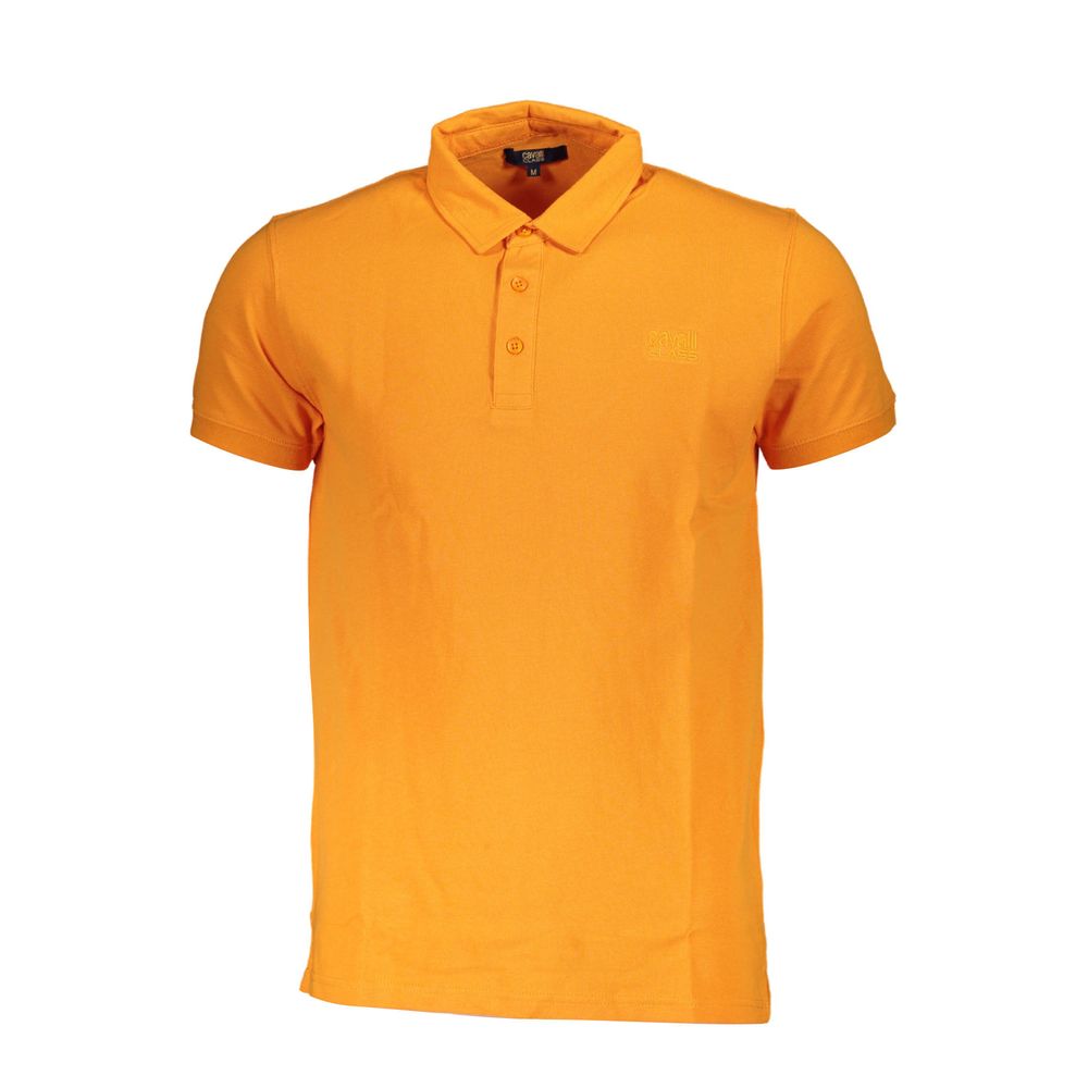 Cavalli Class Orangefarbenes Baumwoll-Poloshirt für Männer