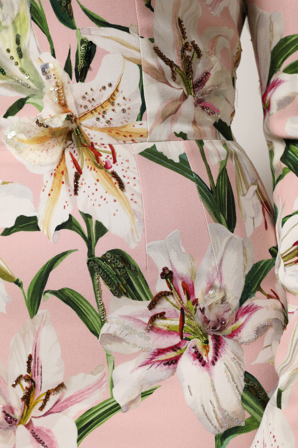 Dolce & Gabbana Rosa Lily Viskose Mantel Stretch Midikleid