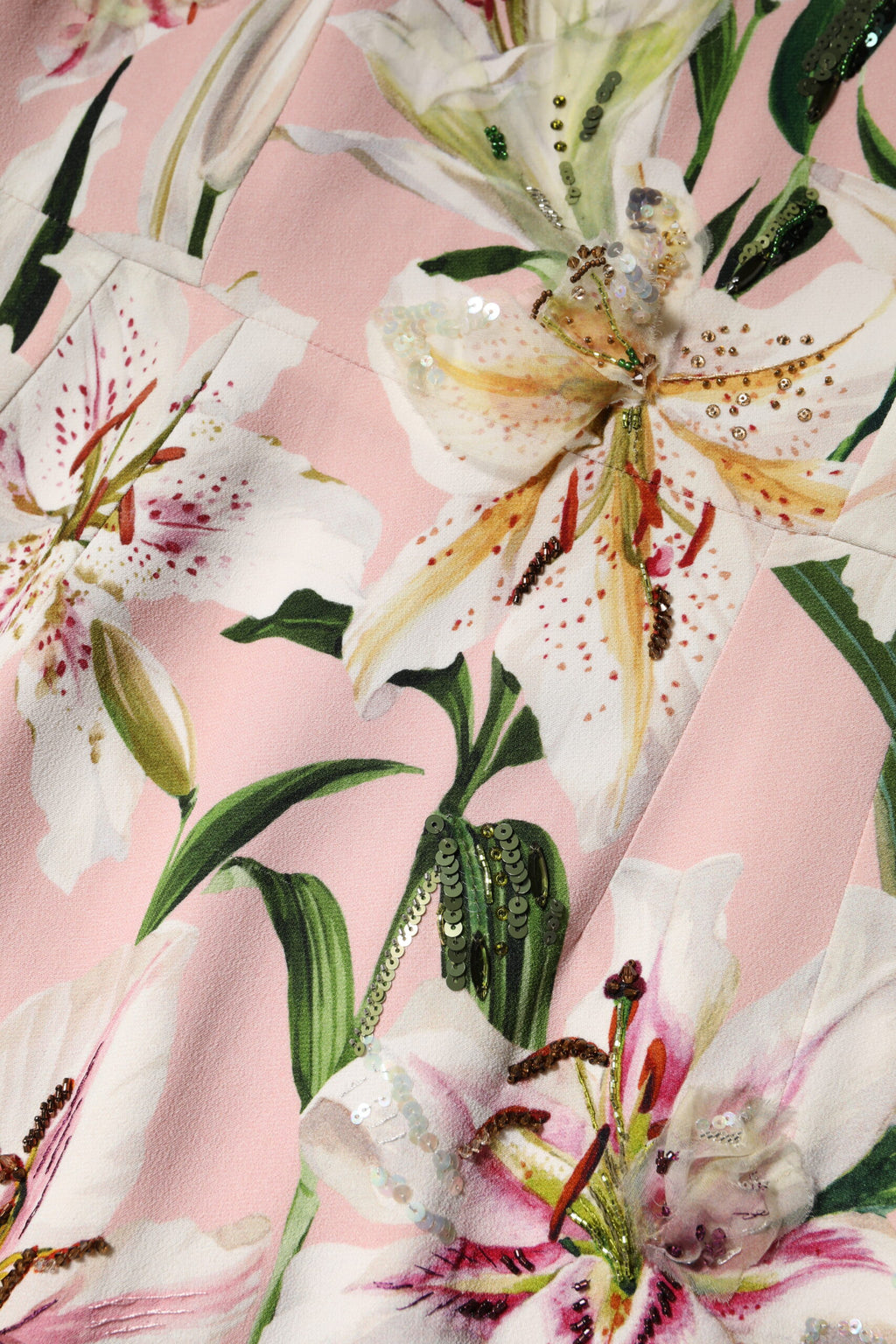 Dolce & Gabbana Rosa Lily Viskose Mantel Stretch Midikleid