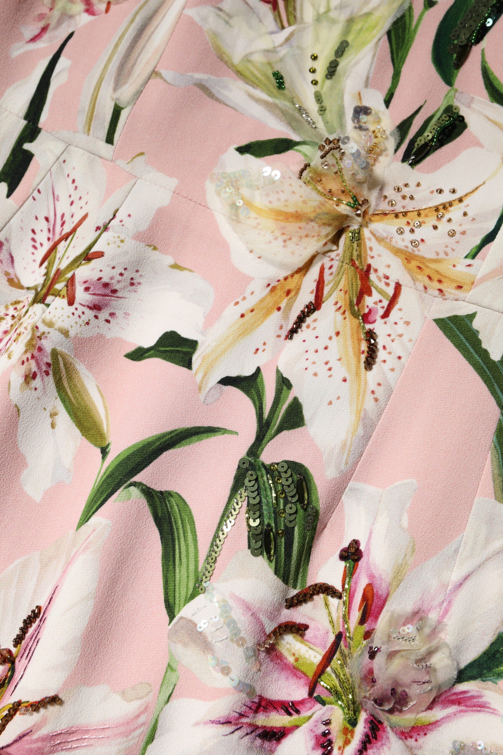 Dolce & Gabbana Rosa Lily Viskose Mantel Stretch Midikleid