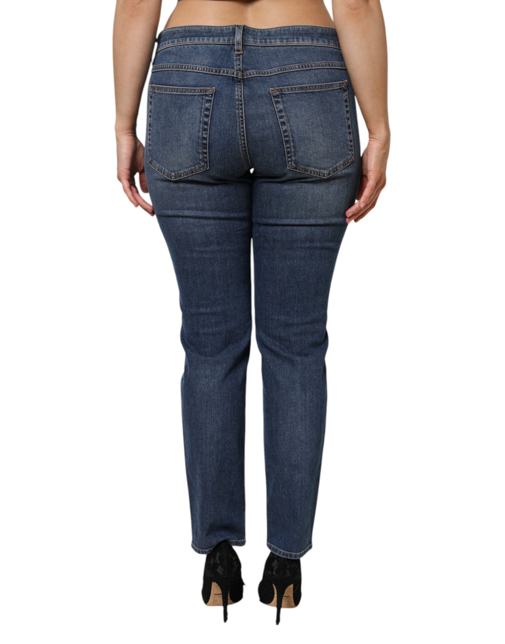 Dolce & Gabbana Blaue Skinny Denim Jeans aus Baumwolle mit niedriger Taille
