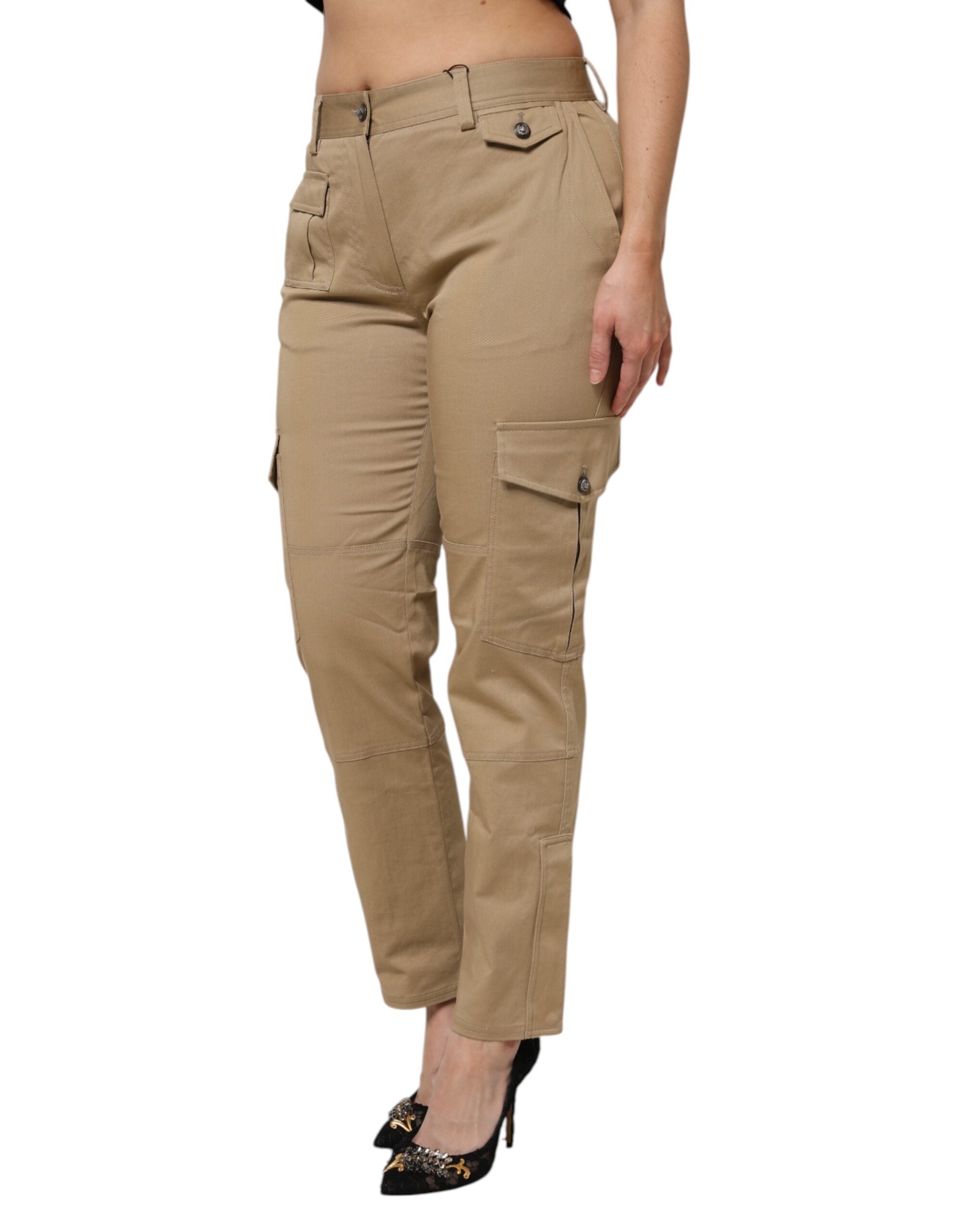 Dolce & Gabbana Braune Baumwoll-Cargo-Tapered-Hose