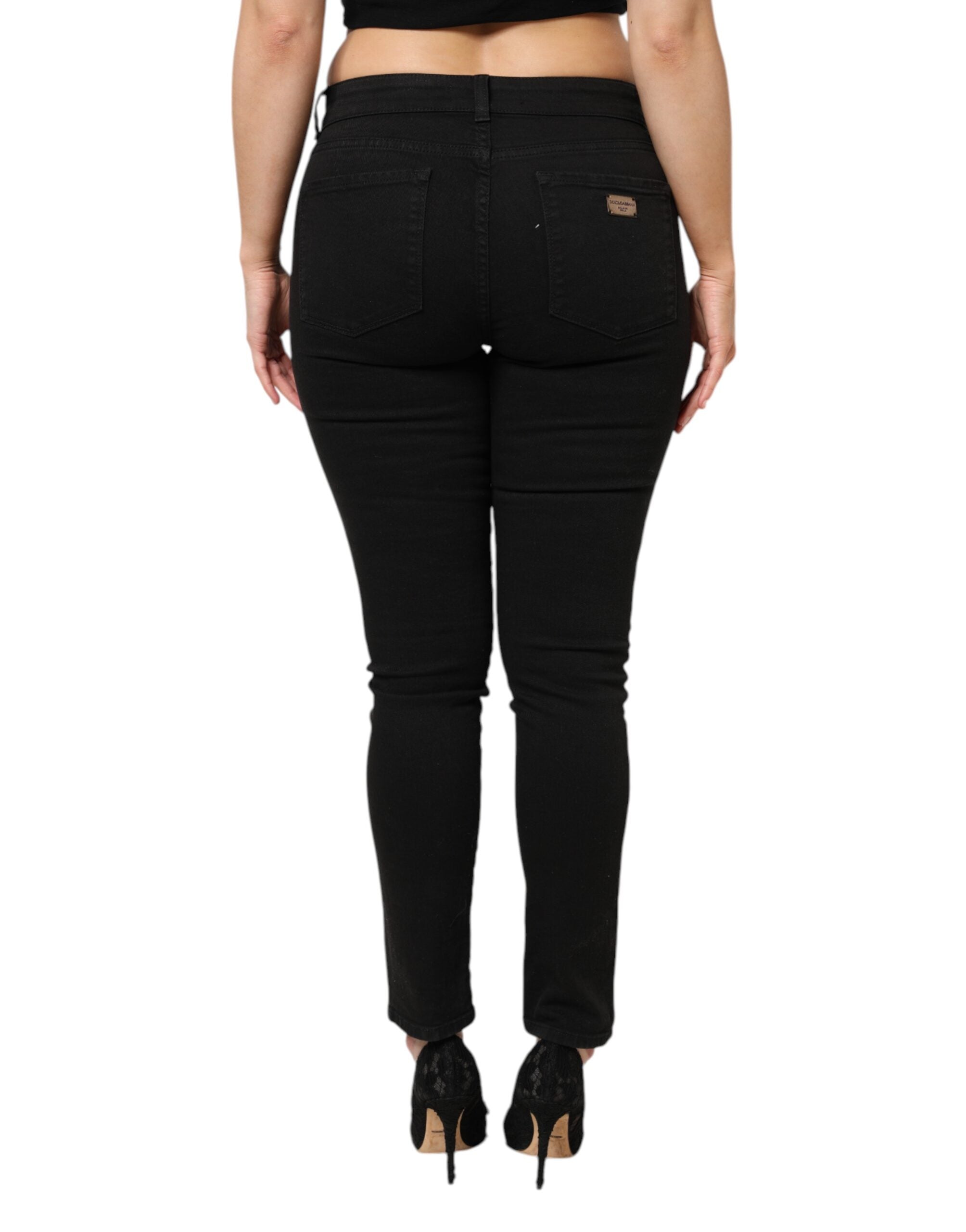 Dolce & Gabbana Schwarze Denim-Jeans mit mittlerer Taille aus Baumwolle