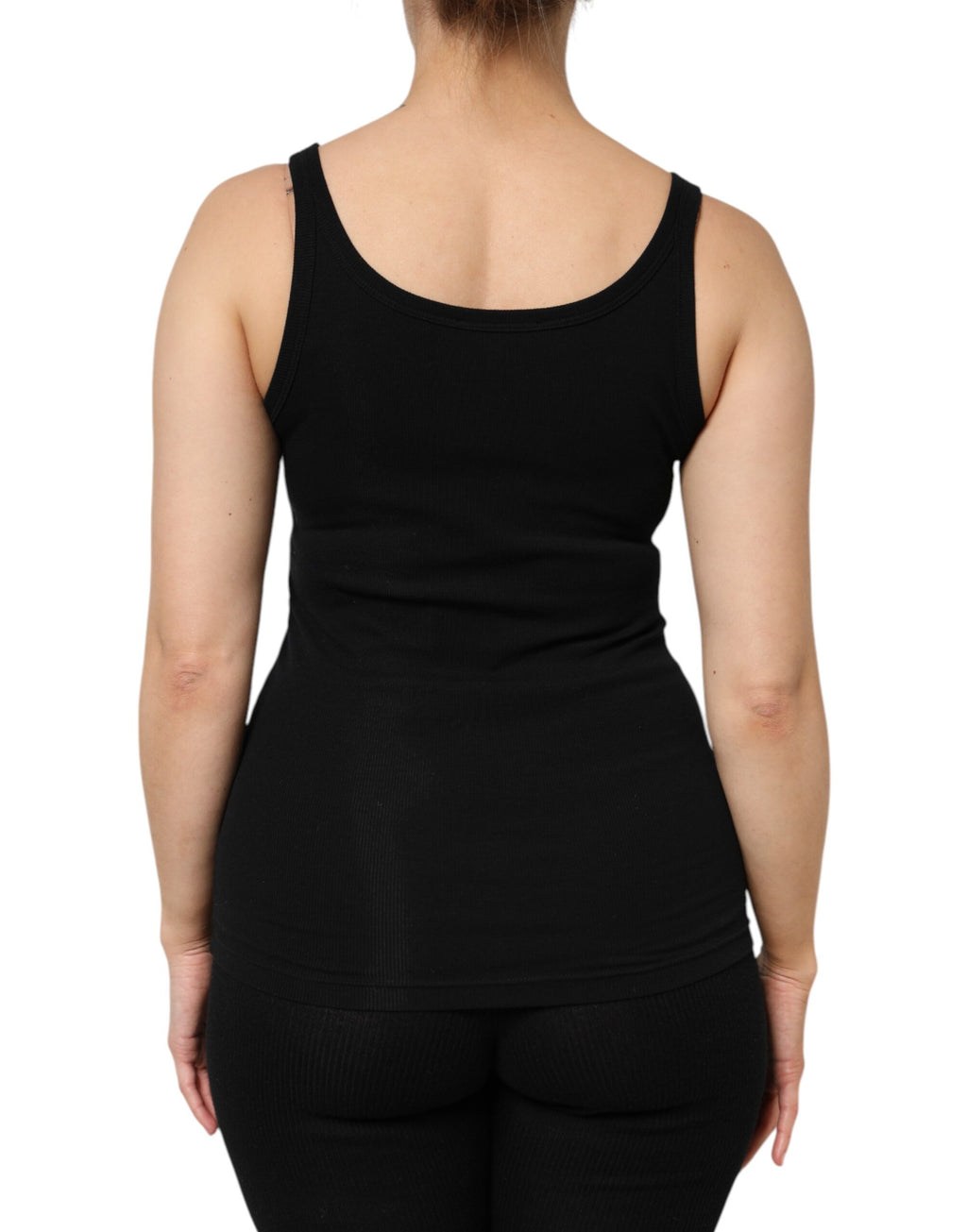 Dolce & Gabbana Schwarzes ärmelloses Baumwoll-Stretch-Tanktop für Frauen