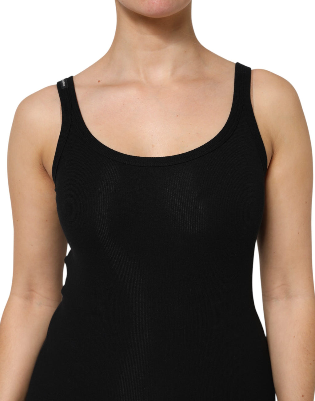 Dolce & Gabbana Schwarzes ärmelloses Baumwoll-Stretch-Tanktop für Frauen