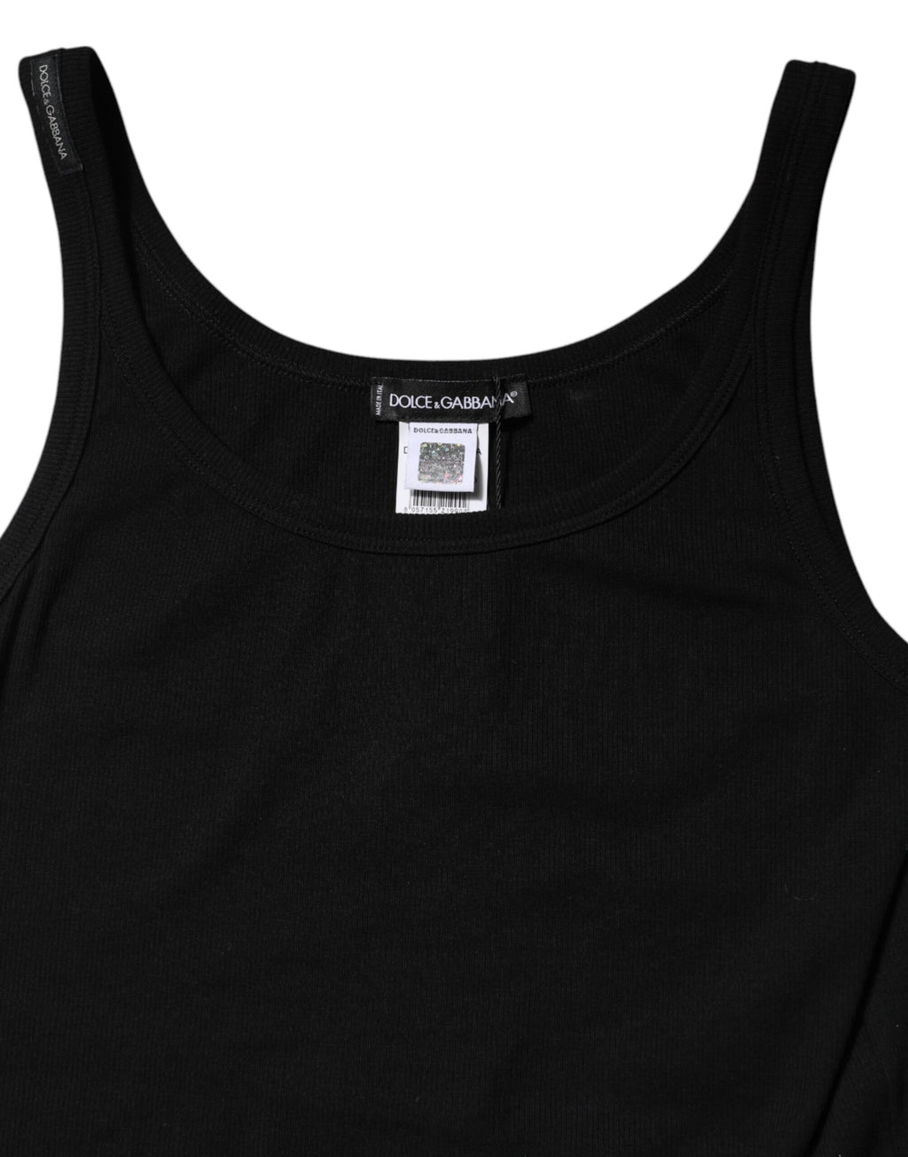 Dolce & Gabbana Schwarzes ärmelloses Baumwoll-Stretch-Tanktop für Frauen