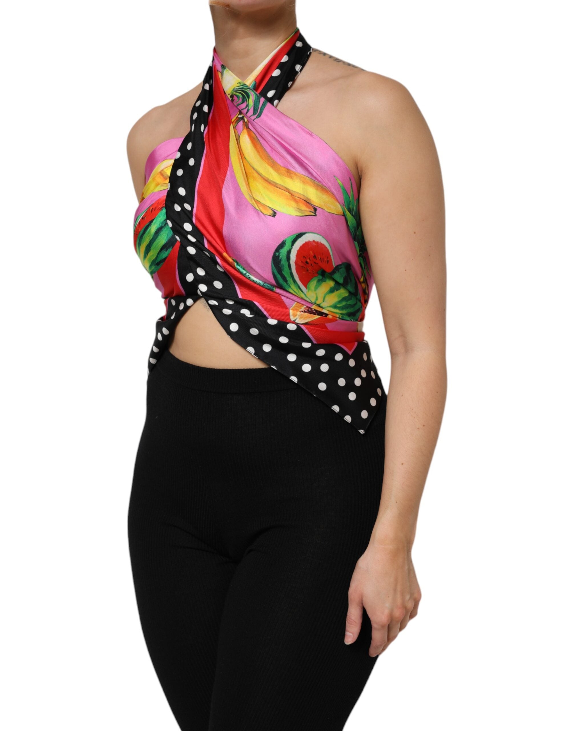 Dolce & Gabbana Multicolor Halter Party Abend Cropped Top