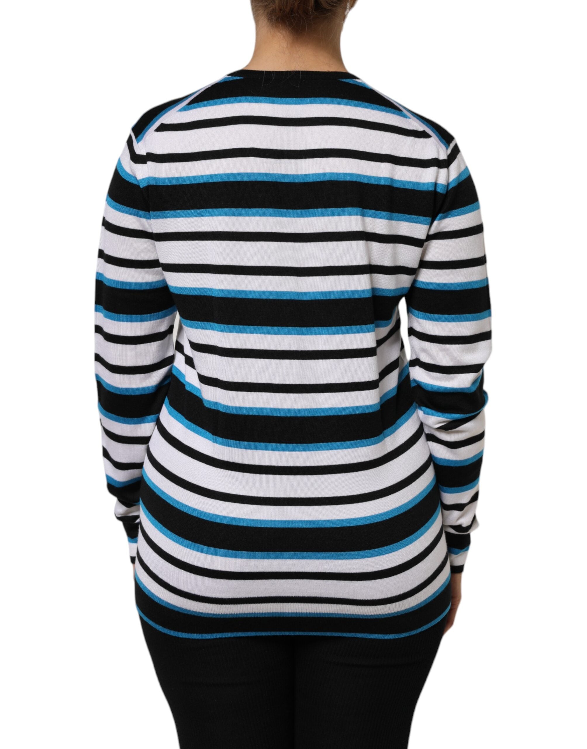 Dolce & Gabbana Multicolor Streifen Langarm V-Ausschnitt Top