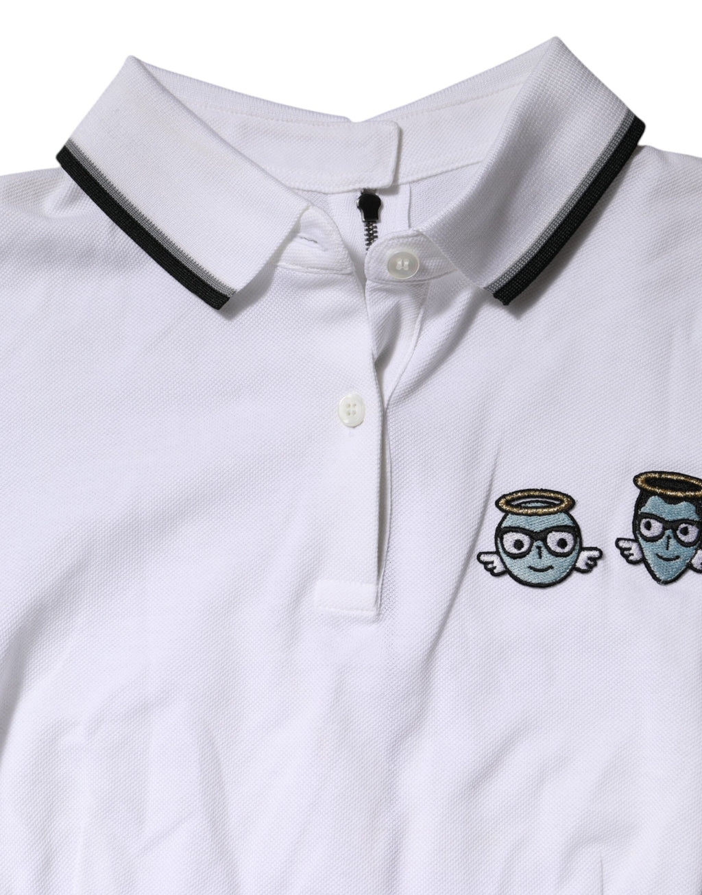 Dolce & Gabbana Weißes Baumwoll-Poloshirt mit kurzen Ärmeln und Kragen