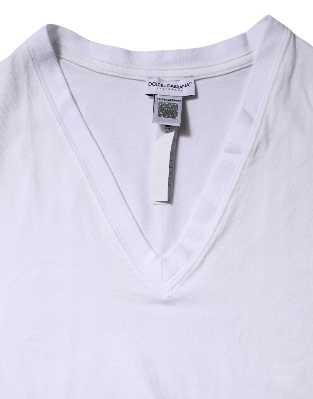 Dolce & Gabbana Weißes Baumwoll-T-Shirt mit kurzen Ärmeln und V-Ausschnitt