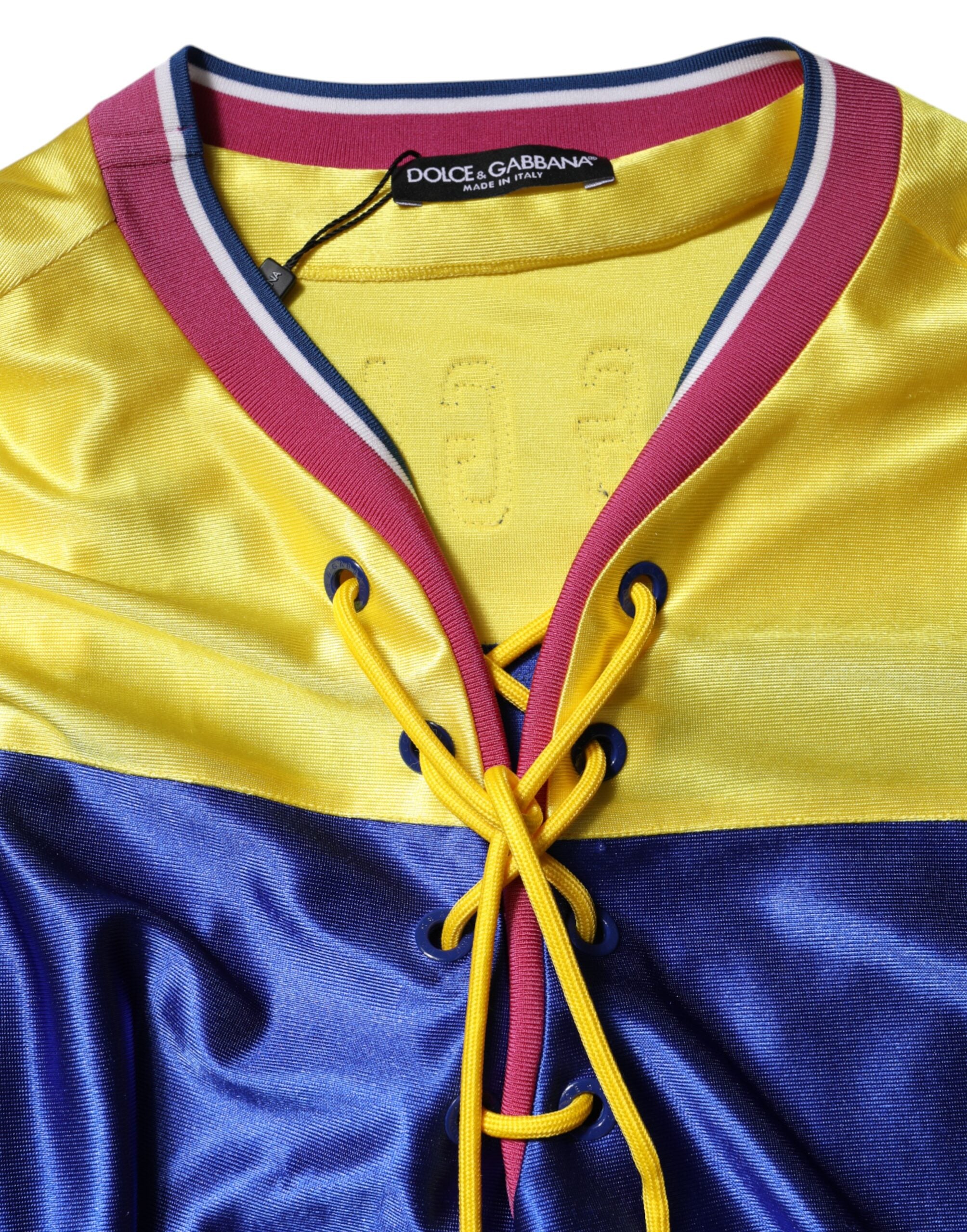 Dolce & Gabbana Multicolor Polyester Langarm V-Ausschnitt Top