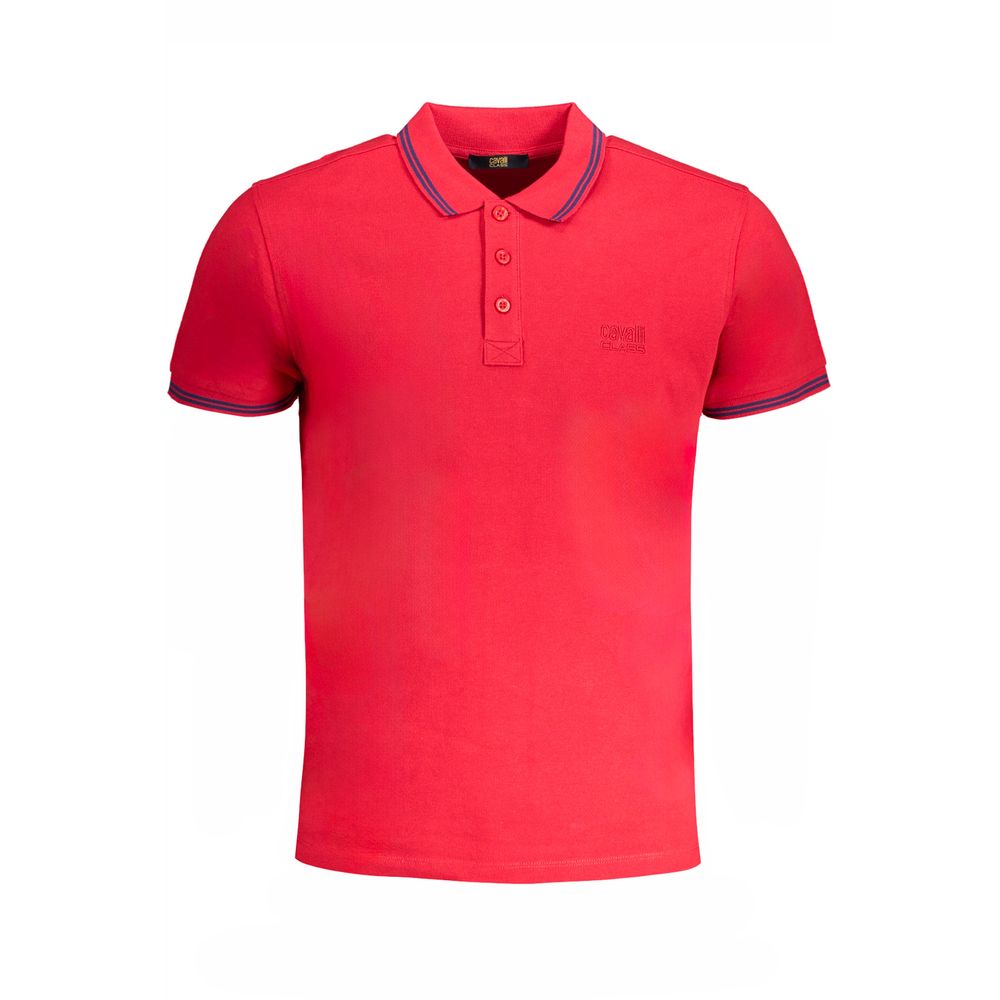 Cavalli Class Rotes Baumwoll-Poloshirt