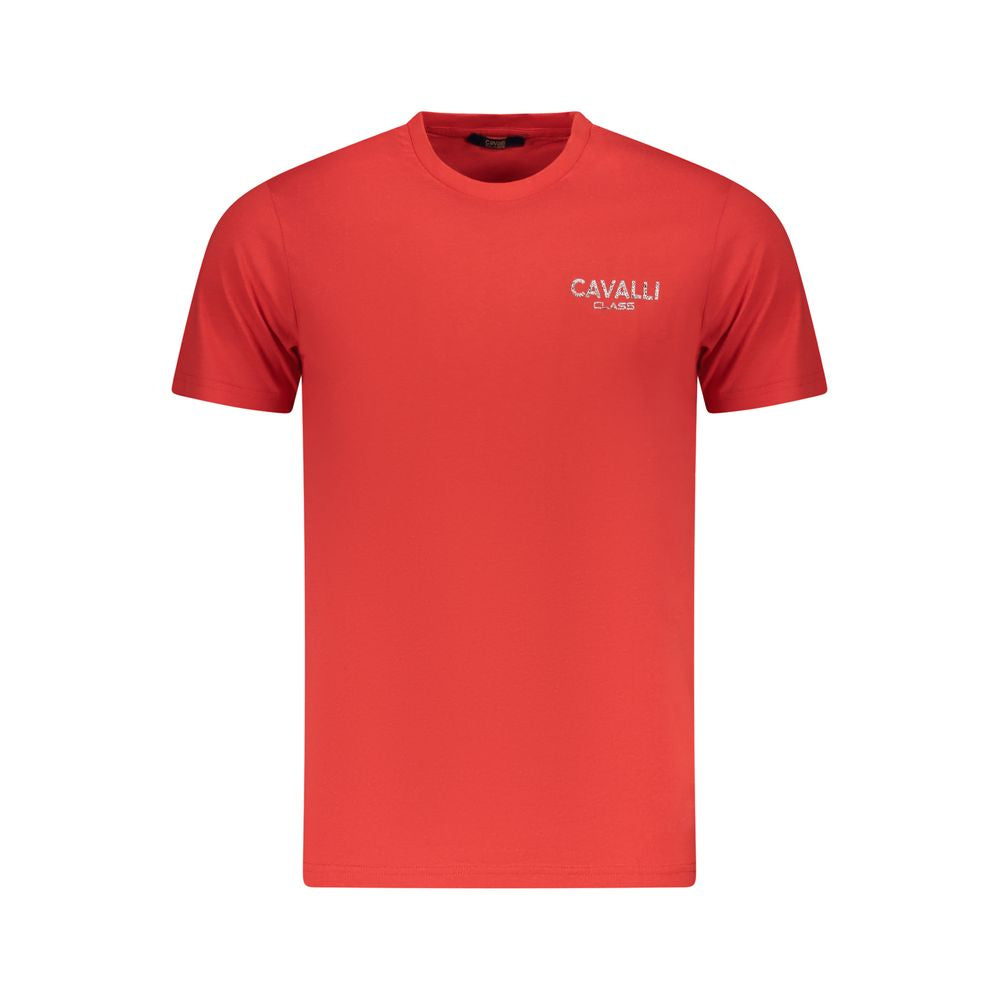 Cavalli Class Rotes Baumwolle Männer T-Shirt