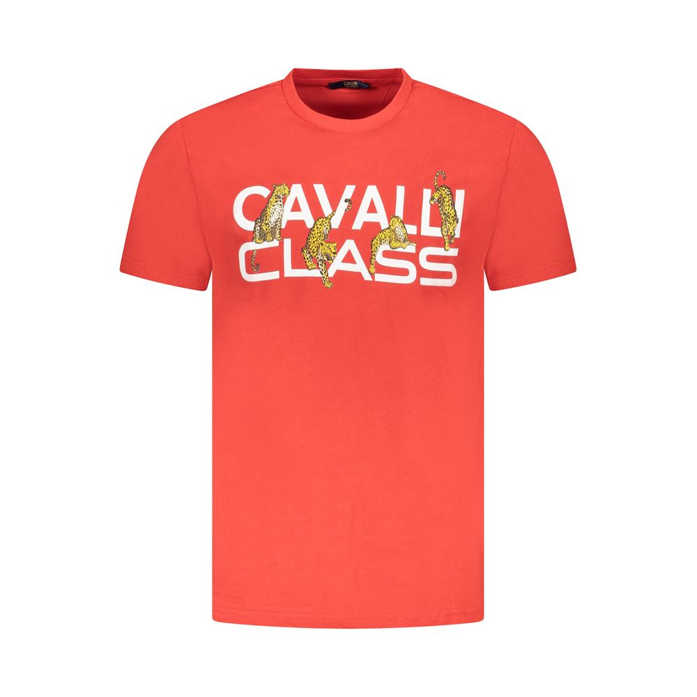 Cavalli Class Rotes Baumwolle Männer T-Shirt