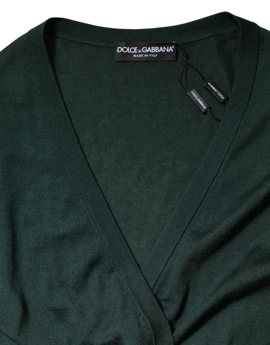 Dolce & Gabbana Dunkelgrüner Kaschmir-Seiden-Cardigan-Pullover